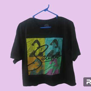 Official Selena selena band tee graphic four squares in black and multicolored L